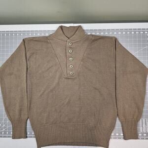 Commando Sweater Large OD Green Olive US Army Shawl Collar Issue USGI Military